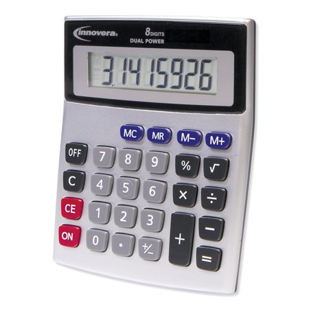 Innovera 15927 Desktop Calculator, Dual Power, 8-Digit LCD Display IVR15927